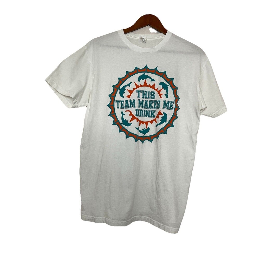 Miami Dolphins Next Level White "this Team Makes Me Drink" Tshirt Large